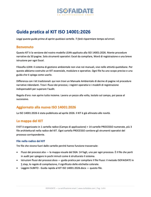 Guida pratica al KIT ISO 14001:2026 — pag. 1