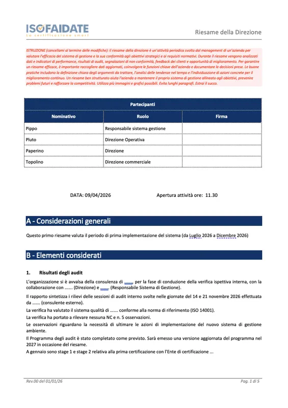 Riesame della Direzione